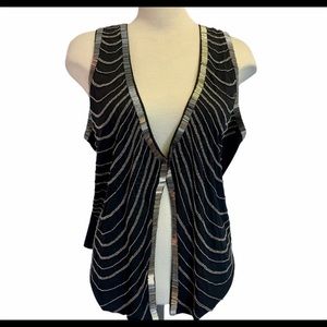 NWT New Noir Black beaded vest blouse size 14